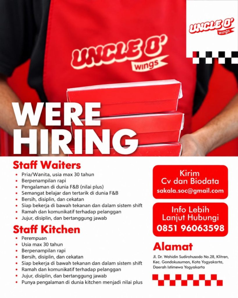 Poster lowongan Uncle O' Wings