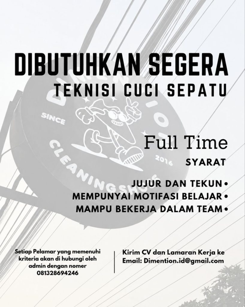 Poster lowongan DIMENTION CLEANING SHOP