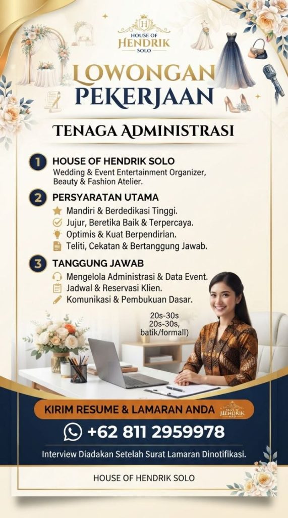 Poster lowongan House of Hendrik Solo