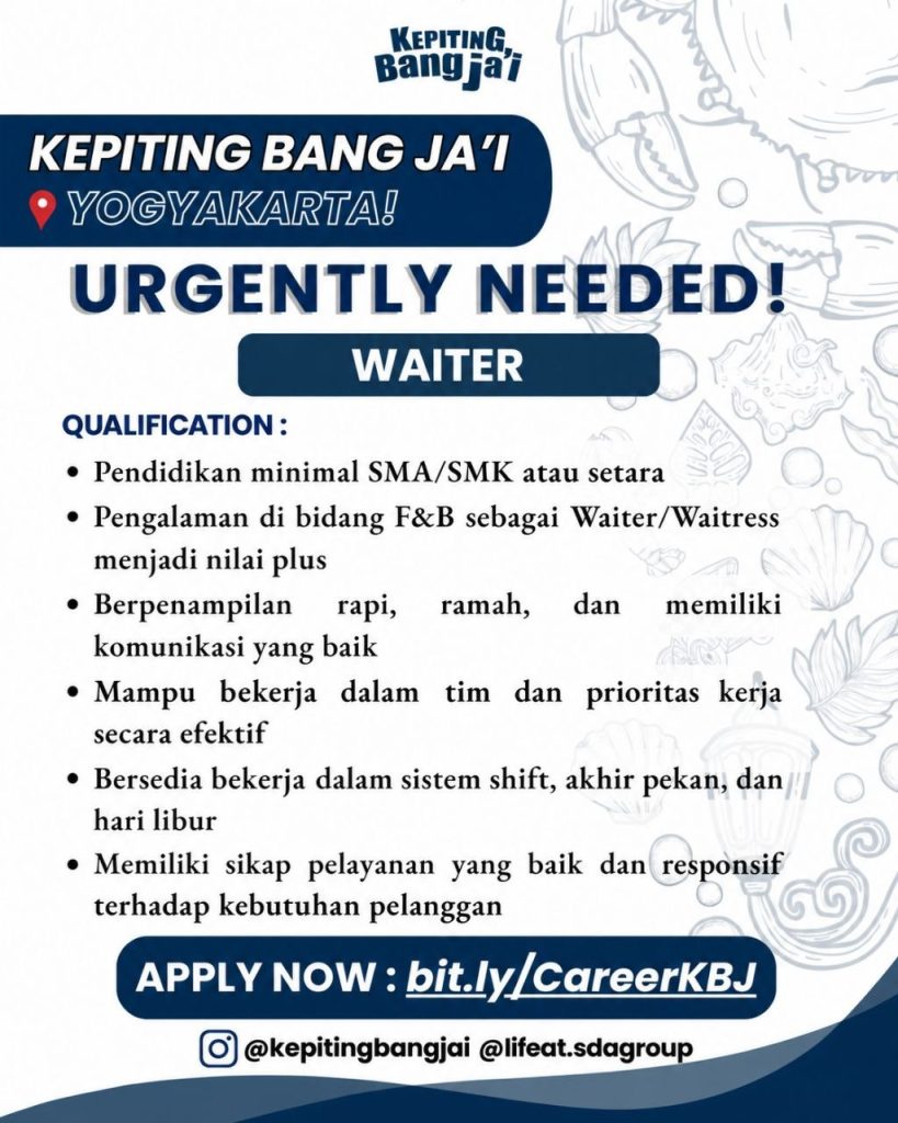 Poster lowongan Kepiting Bang Ja'i